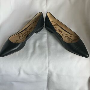 Sam Edelman Size 4 Black Pointy toe Flats with black spikes around heel